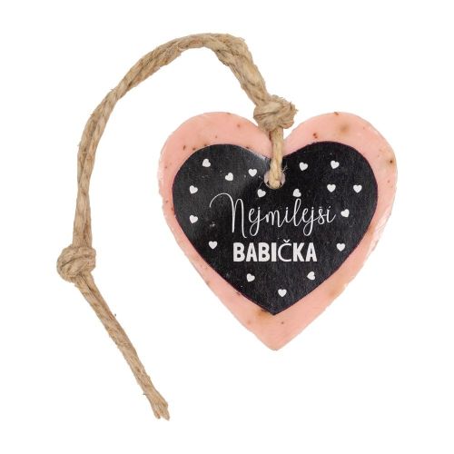 MÝDLO srdce velké 70 g Nejmilejší babička (černá kartička) SOAP and GIFTS BV - bal. po 5 ks