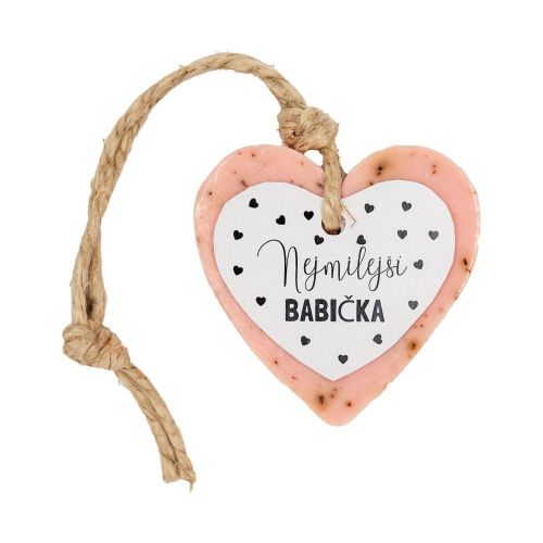 MÝDLO srdce velké 70 g Nejmilejší babička (bílá kartička) SOAP and GIFTS BV - bal. po 5 ks