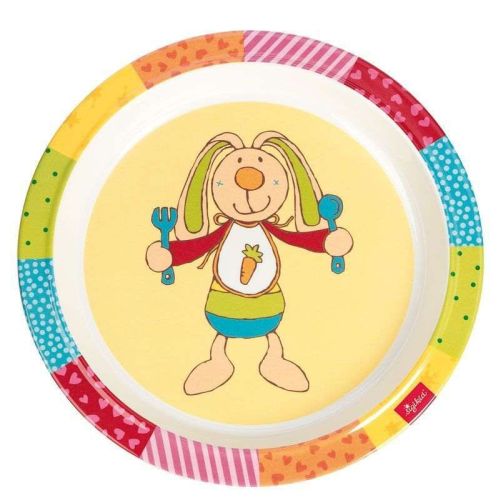 Melamin baby talířek RAINBOW RABBIT zajíc se silikonem (21,5 cm) sigikid