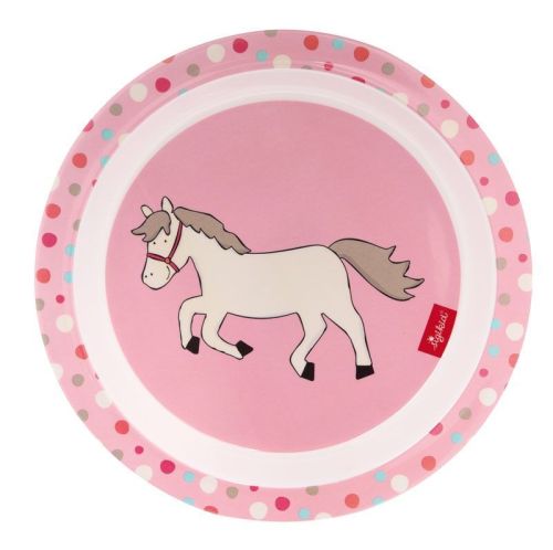 Melamin baby talířek HOPPE DOT kůň se silikonem (21,5cm) sigikid