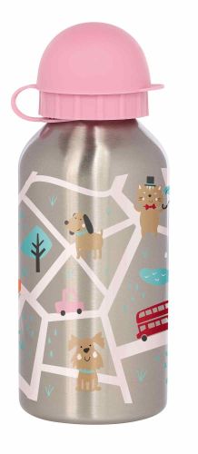 Lahvička z nerezové oceli na pití Psi růžová (400 ml) sigikid