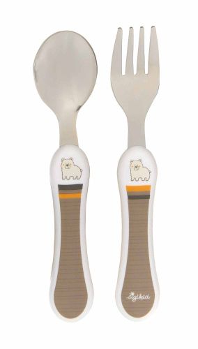 Dětské nádobí baby příbor-kov HONI BONI BEAR medvěd (vidlička a lžíce) 14 cm sigikid