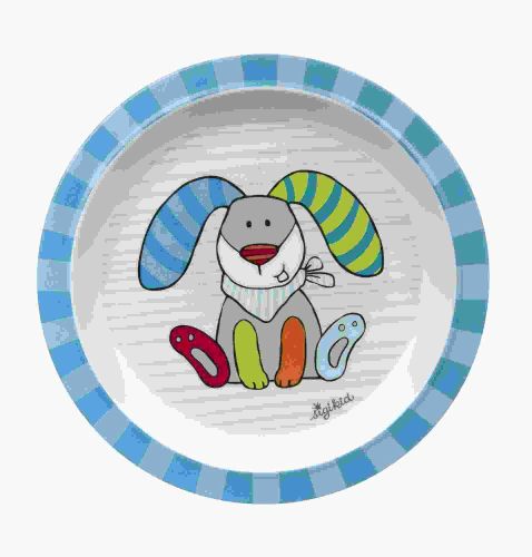 Melamin baby talířek RINGEL DINGEL zajíc se silikonem (21,5 cm) sigikid