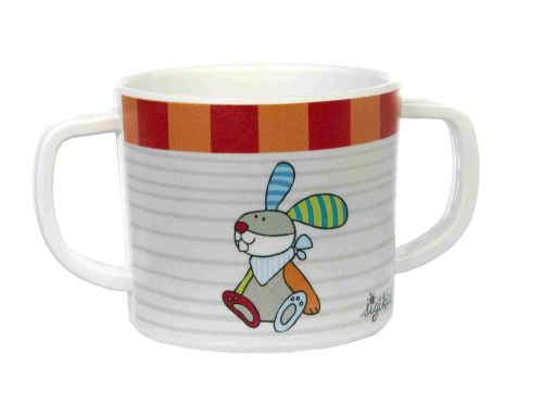 Melamin baby hrníček RINGEL DINGEL zajíc se silikonem (7,5 cm) sigikid