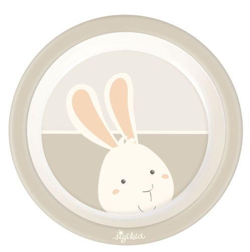 Dětské nádobí talířek RABIT VANILLA zajíc
 se silikonem (21,5 cm) SIGIKID
