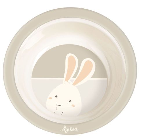 Dětské nádobí mistička RABIT VANILLA zajíc 
se silikonem (15,5 cm) SIGIKID