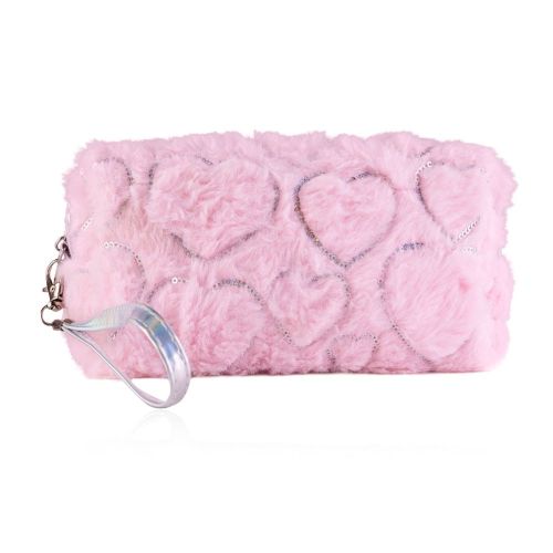 TAŠKA kosmetická Srdíčka s kožíškem a flitry, rozměry 18x7x10 cm NOVINKA ACCENTRA