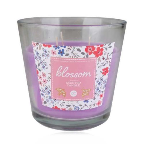 VONNÁ SVÍČKA VELKÁ se třemi knoty 570g  ve skle BLOSSOM, 13,5x12,5 cm  ACCENTRA