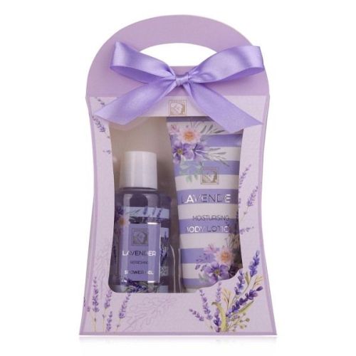 SET koupelový LAVENDER v papírové dárkové krabičce - sprchový gel, tělové mléko  SALSA
