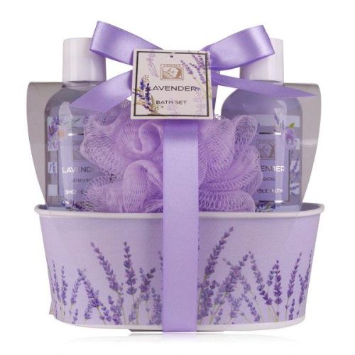SET koupelový LAVENDER v kovové krabičce - sprchový gel, tělové mléko  SALSA