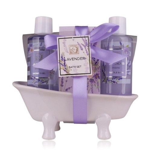 SET koupelový LAVENDER v keramické vaně - sprchový gel, pěna do koupele  SALSA