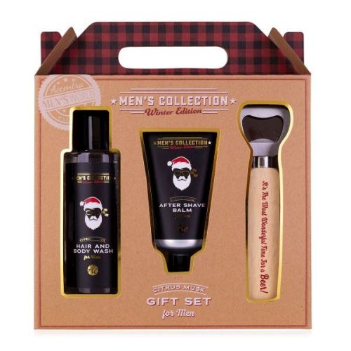 SET koupelový MEN&#039;S COLLECTION WINTER EDITION v dárkové krabičce vč. otvírák s dřevěnou rukojetí