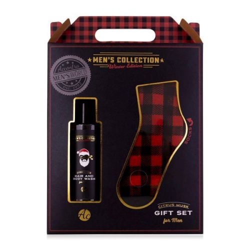SET koupelový MEN&#039;S COLLECTION WINTER EDITION v dárkové krabičce vč. 1 pár ponožek ACCENTRA